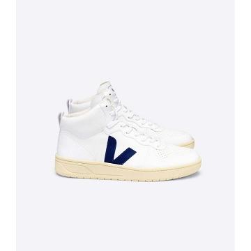 Veja V-15 CWL Women's High Tops White/Blue | NZ 370UZG